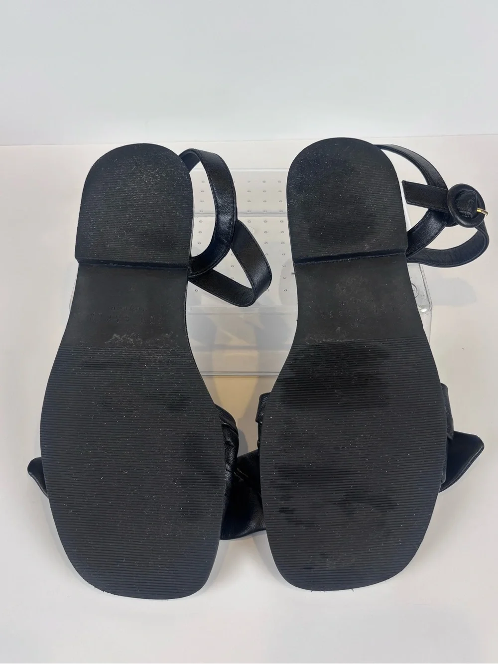 Ted Baker London Halah Black Leather Bow Flat Sandals Sz 6